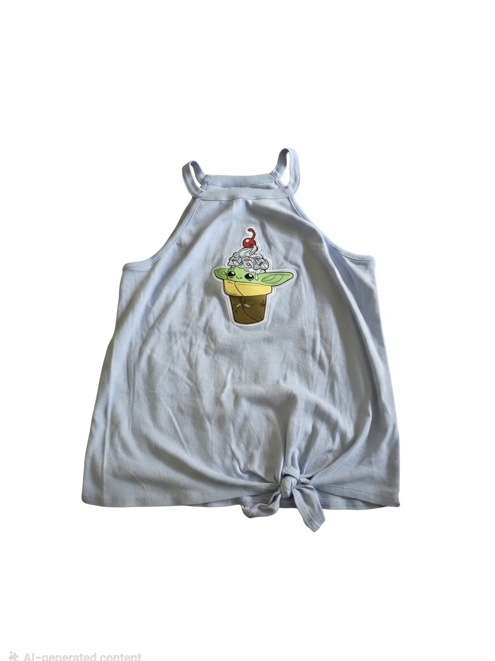 Star Wars Light Blue Girls' Tank Top with Baby Yoda Cup Graphic
